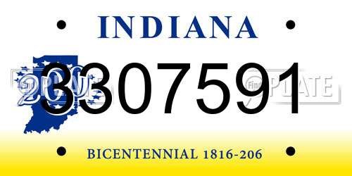 3307591 Indiana License Plate