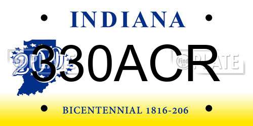 330ACR Indiana License Plate