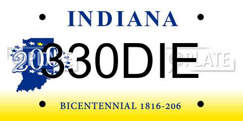 330DIE Indiana License Plate