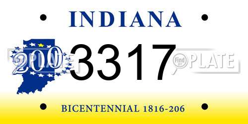 3317 Indiana License Plate