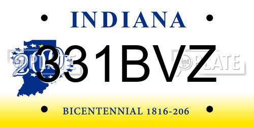 331BVZ Indiana License Plate