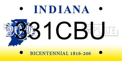 331CBU Indiana License Plate