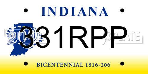 331RPP Indiana License Plate