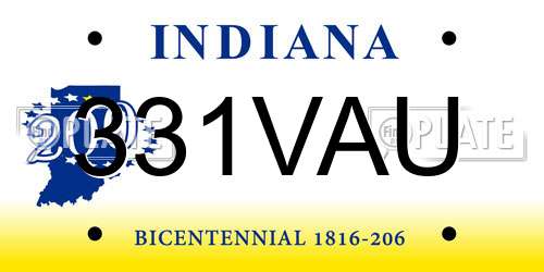 331VAU Indiana License Plate