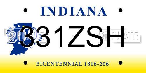 331ZSH Indiana License Plate