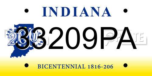 33209PA Indiana License Plate