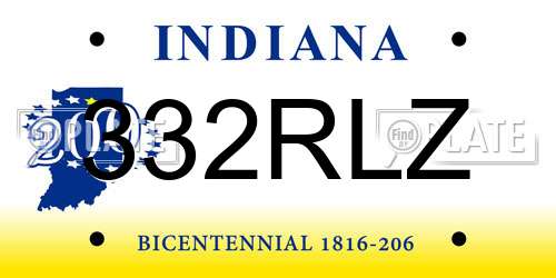 332RLZ Indiana License Plate