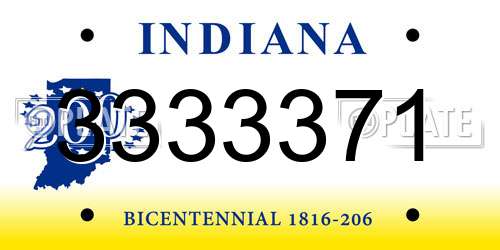 3333371 Indiana License Plate