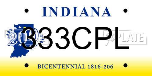 333CPL Indiana License Plate
