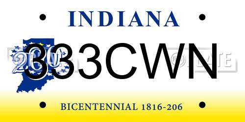 333CWN Indiana License Plate