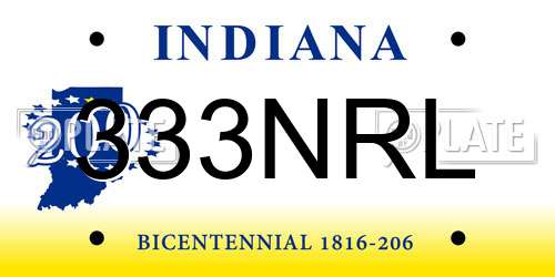 333NRL Indiana License Plate