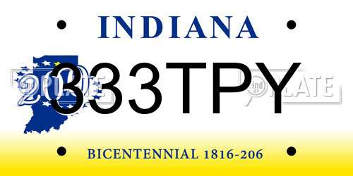 333TPY Indiana License Plate