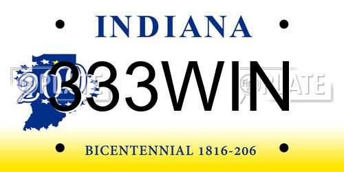 333WIN Indiana License Plate