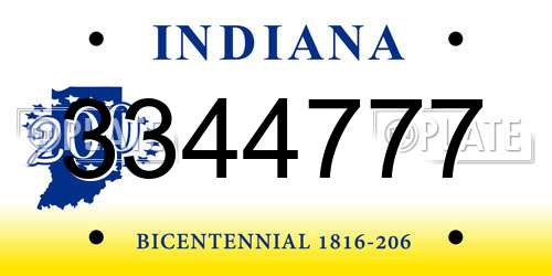 3344777 Indiana License Plate