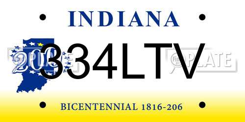 334LTV Indiana License Plate