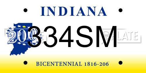 334SM Indiana License Plate