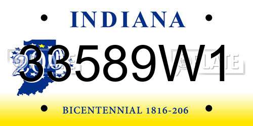 33589W1 Indiana License Plate