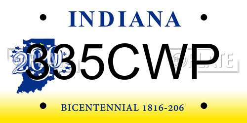 335CWP Indiana License Plate