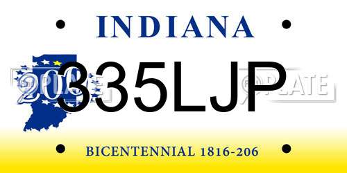 335LJP Indiana License Plate