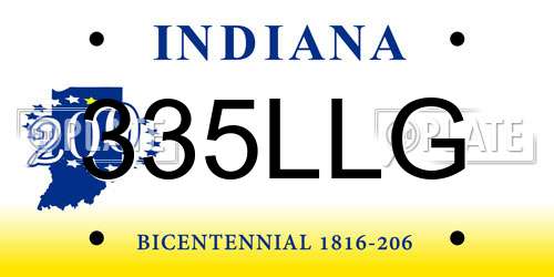 335LLG Indiana License Plate