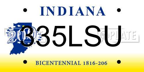 335LSU Indiana License Plate