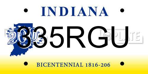 335RGU Indiana License Plate