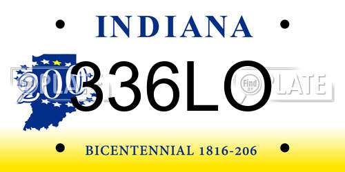 336LO Indiana License Plate