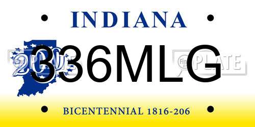336MLG Indiana License Plate