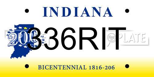 336RIT Indiana License Plate