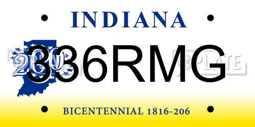 336RMG Indiana License Plate