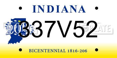 337V52 Indiana License Plate