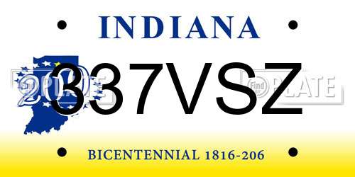 337VSZ Indiana License Plate