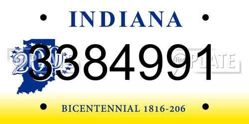 3384991 Indiana License Plate