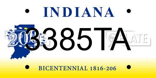 3385TA Indiana License Plate
