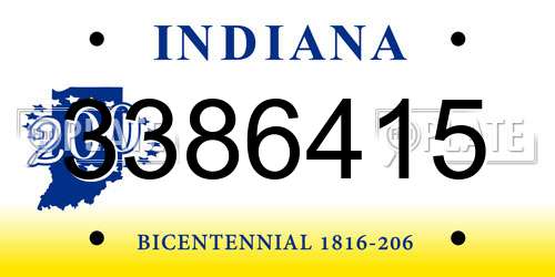 3386415 Indiana License Plate