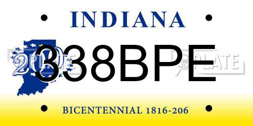 338BPE Indiana License Plate