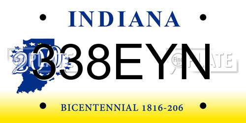 338EYN Indiana License Plate