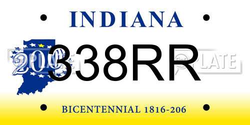 338RR Indiana License Plate