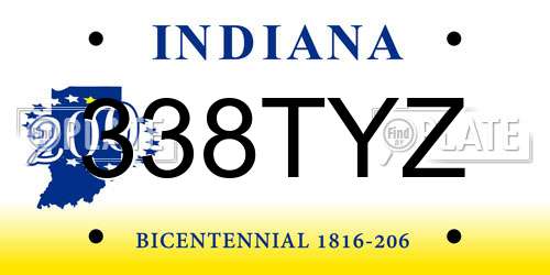 338TYZ Indiana License Plate