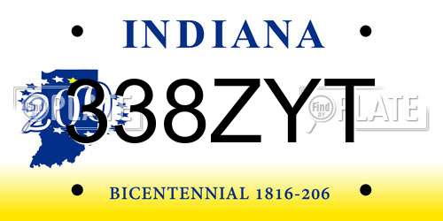 338ZYT Indiana License Plate
