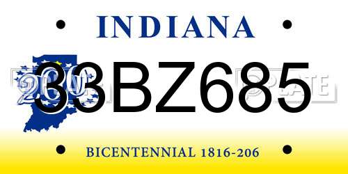 33BZ685 Indiana License Plate