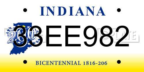 33EE982 Indiana License Plate