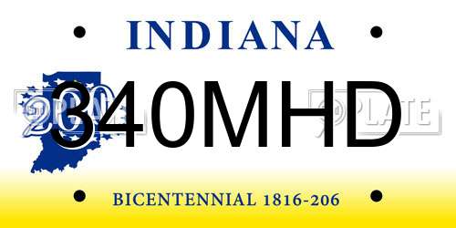 340MHD Indiana License Plate