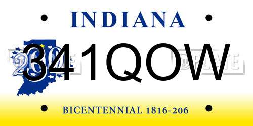 341QOW Indiana License Plate