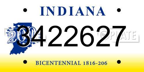 3422627 Indiana License Plate