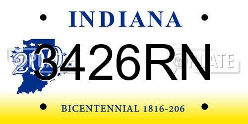 3426RN Indiana License Plate