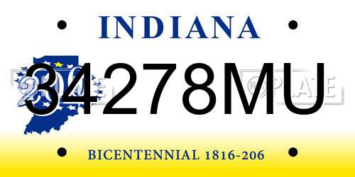 34278MU Indiana License Plate