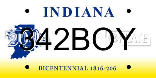 342BOY Indiana License Plate