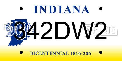 342DW2 Indiana License Plate
