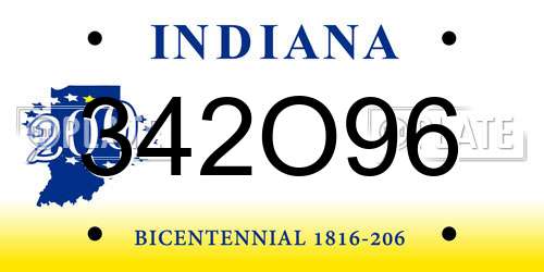 342O96 Indiana License Plate
